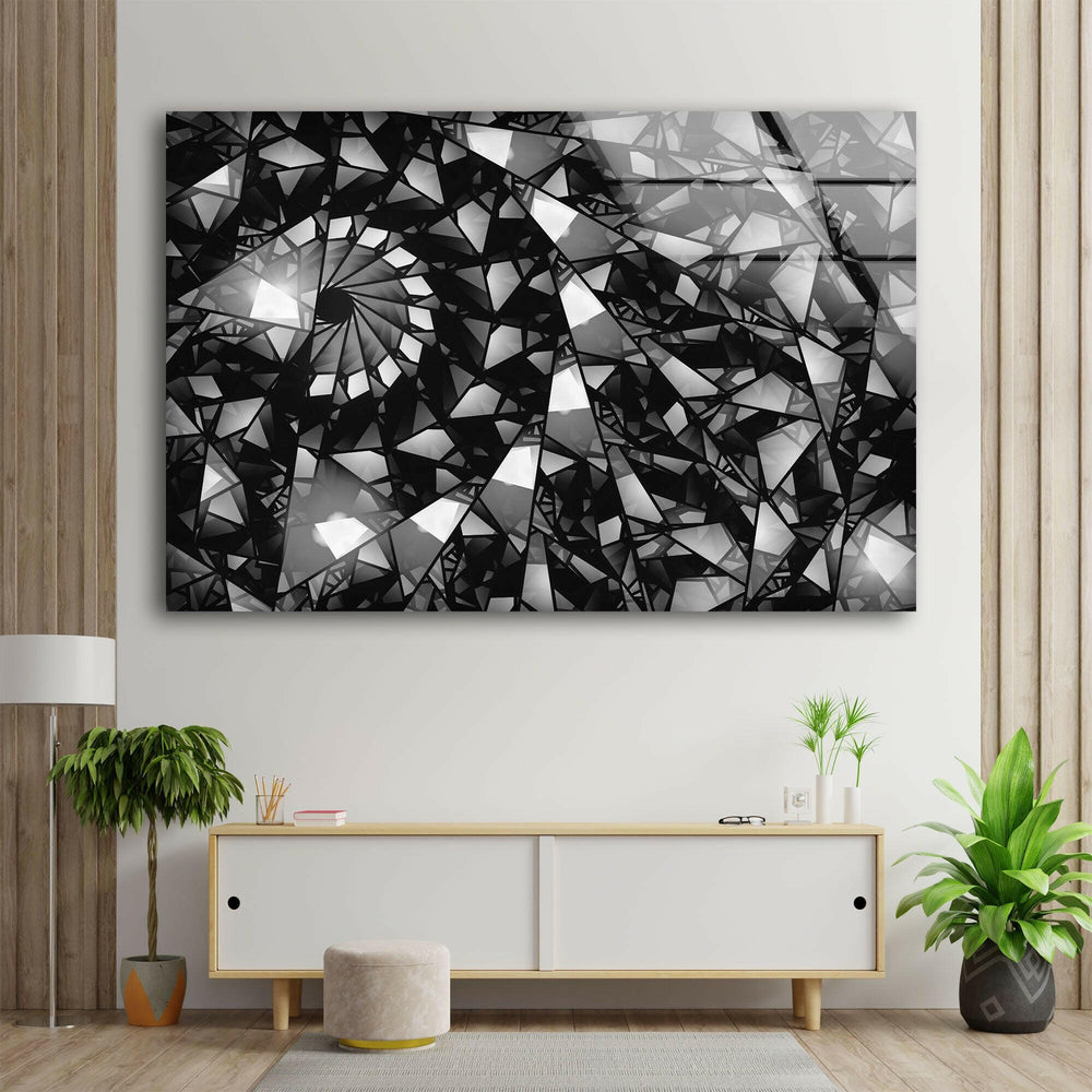 Stain Church Window Black White Glass Wall Art