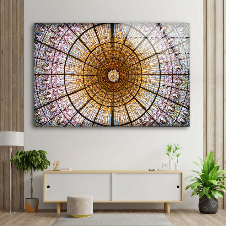 Barcelona Stained Church Glass Wall Art glass art painting, glass art for the Wall