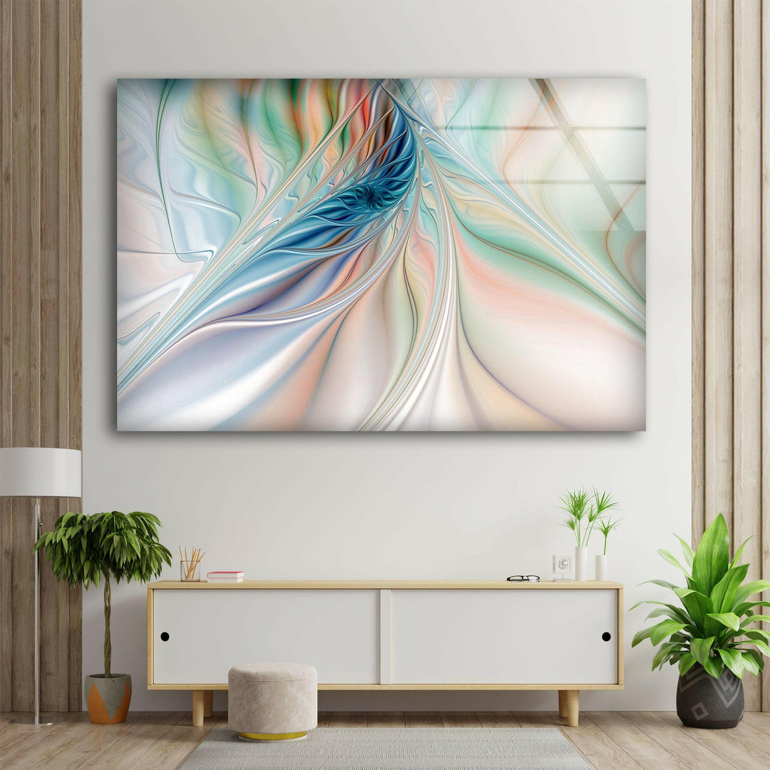 Fantasy Fractal Design in Pastel Orange Glass Prints Wall Art on Glass