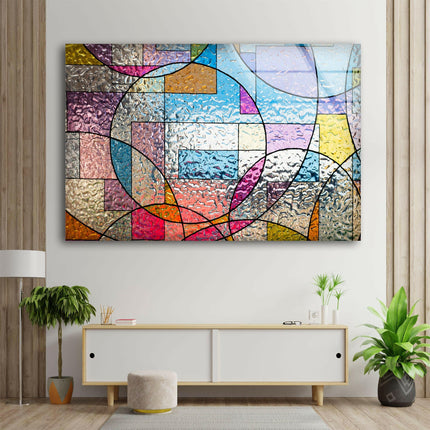 Pink Geometric Stained Glass Wall Art