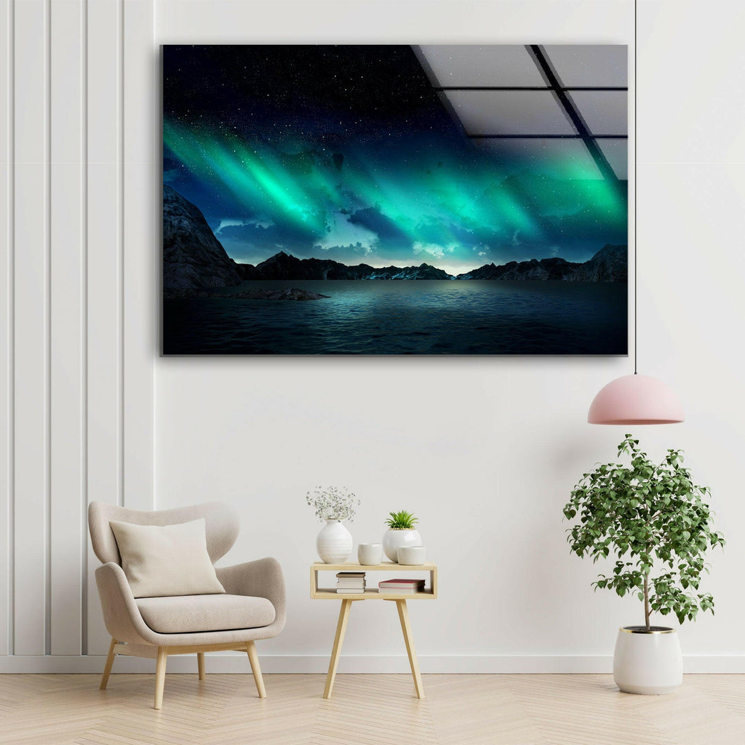 Ethereal Northern Lights Glass Wall Art large glass photo prints, glass wall photos