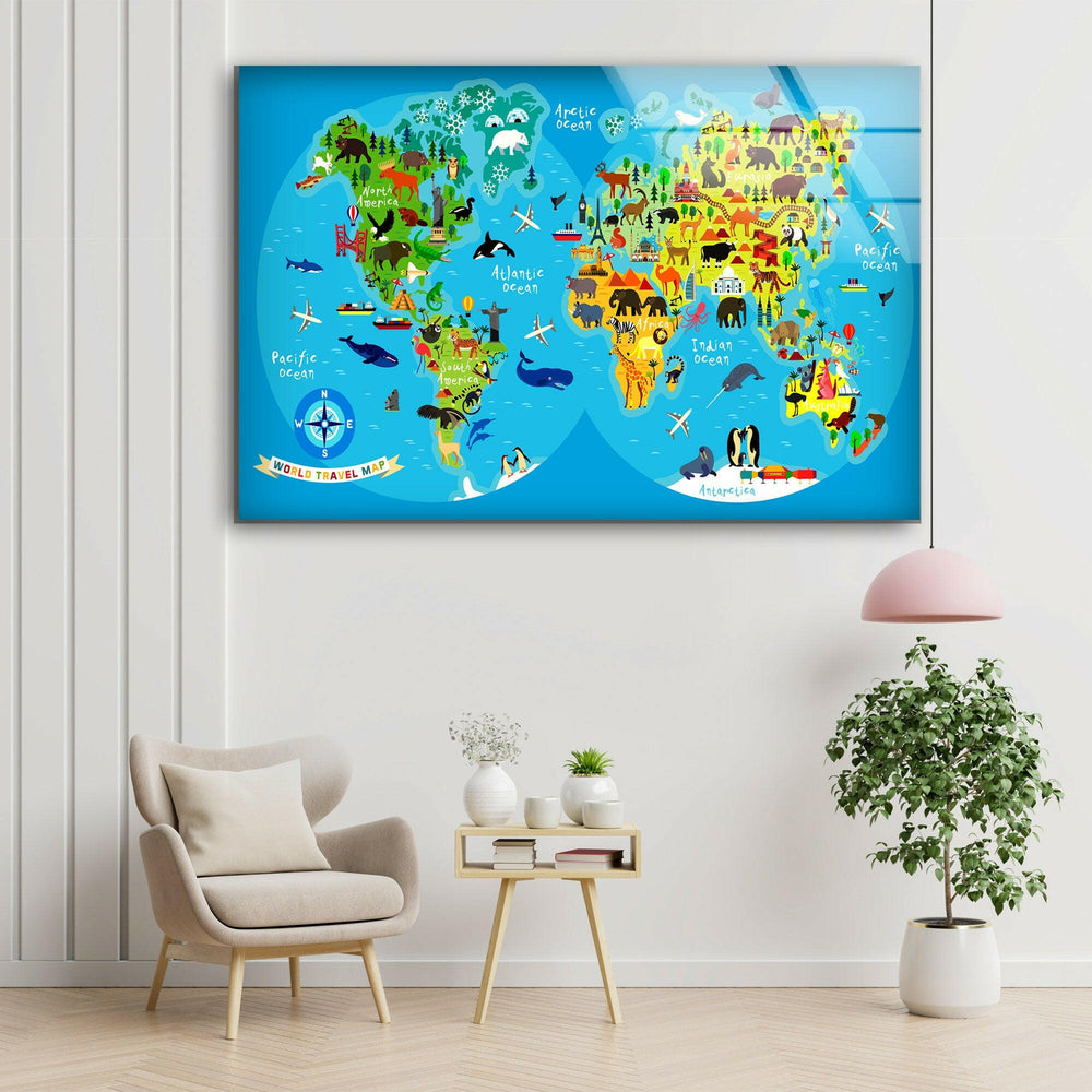 Travel Map Glass Photo Prints & Cool Abstract