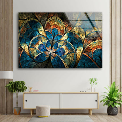 Fractal Mandala Flower Glass Wall Art