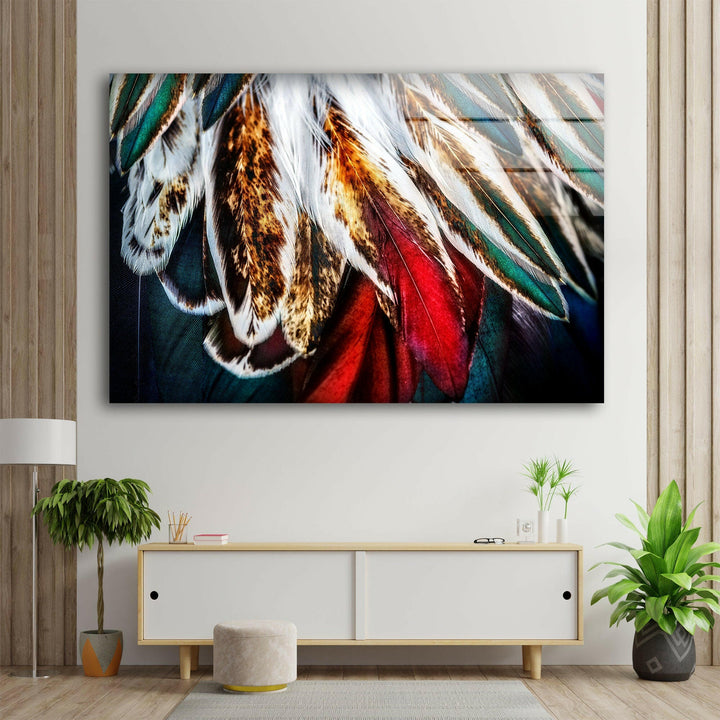 Colored Feathers Glass Wall Art glass photo prints, glass picture prints