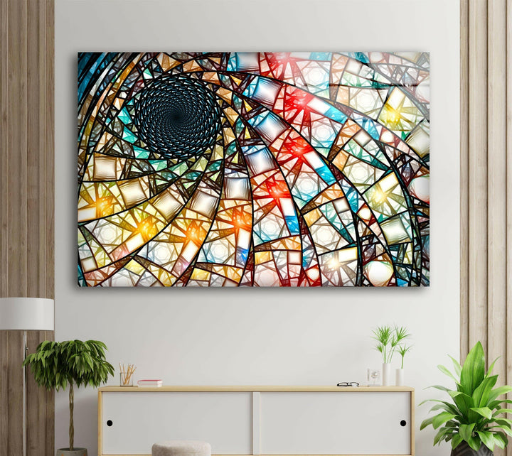 Stained Fractal Art Glass Wall Art large glass photo prints, glass wall photos