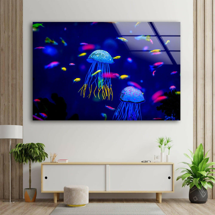 Ocean Jellyfish Glass Wall Art art glass wall art, glass wall art pictures