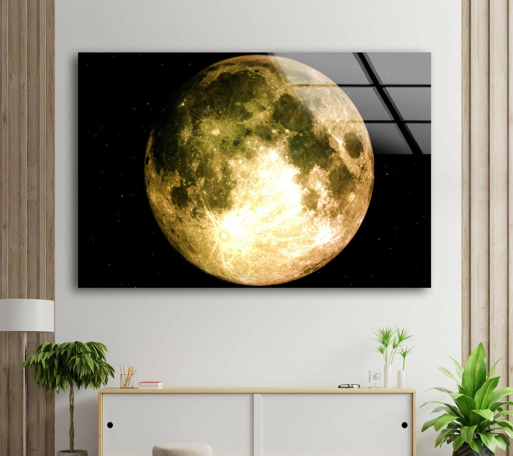 Full Moon Glass Wall Art, picture on glass wall art, photos printed on glass