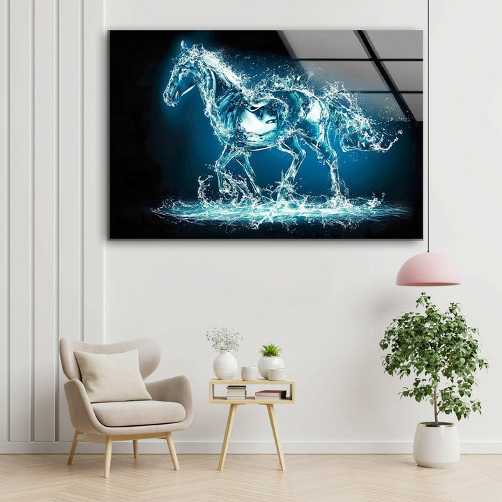 Water Splash Horse Modern Glass Art & Cool Wall Art