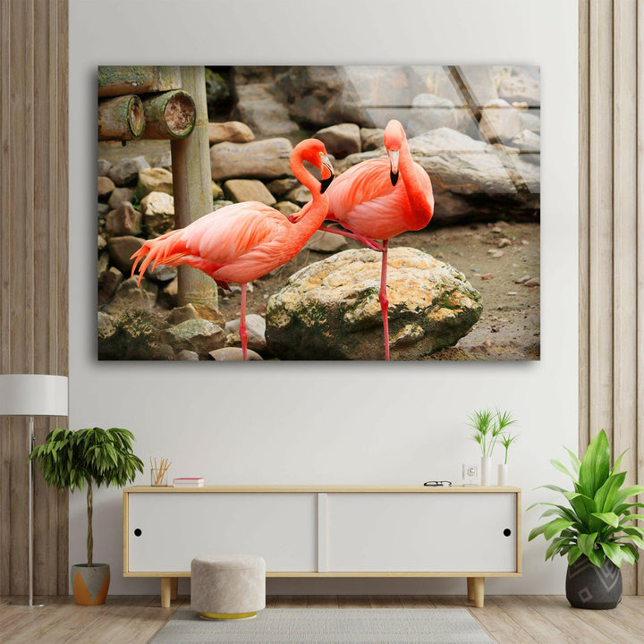 American Flamingo Glass Wall Art picture on glass wall art, photos printed on glass