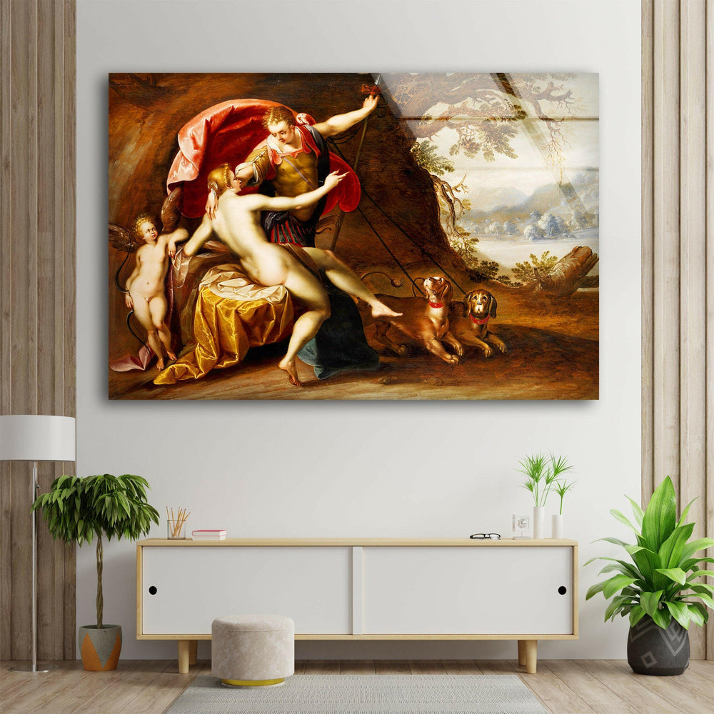 Venus and Adonis Glass Wall Art for Living