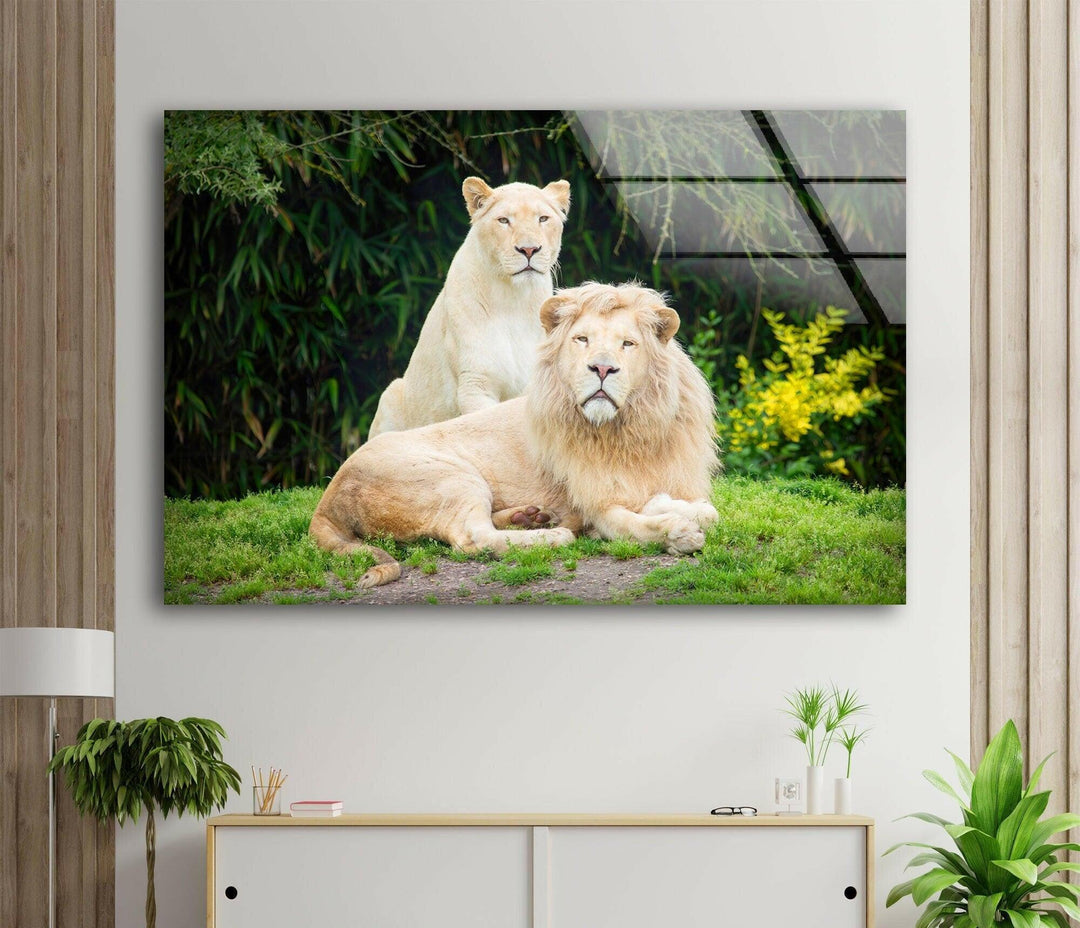 Lion Family Glass Wall Art glass art painting, glass art for the Wall