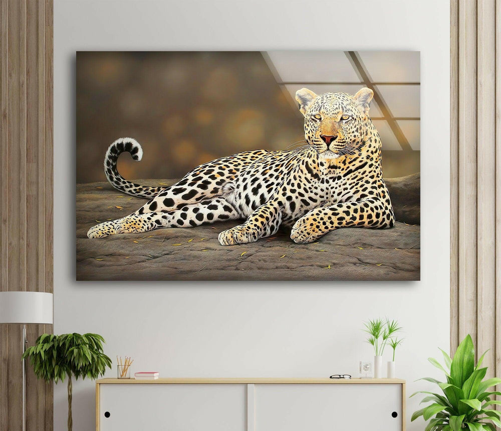 Laying Cheetah Glass Wall Art stained glass wall art, stained glass wall decor