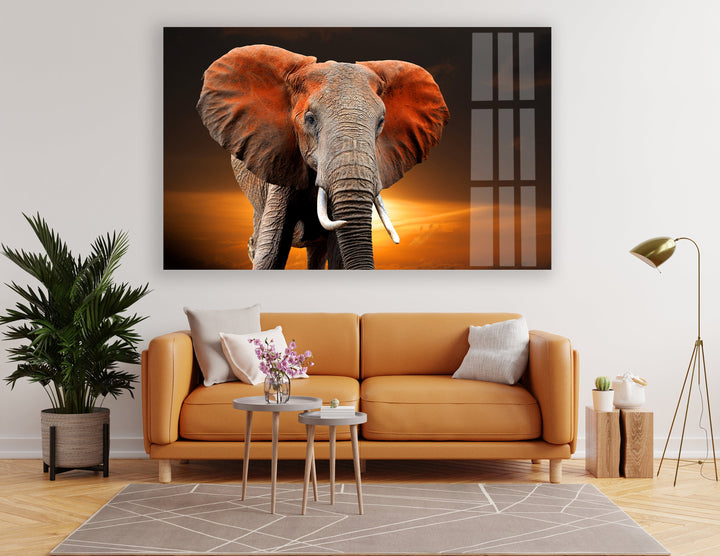 Wildlife Elephant Glass Wall Art glass art painting, glass art for the Wall