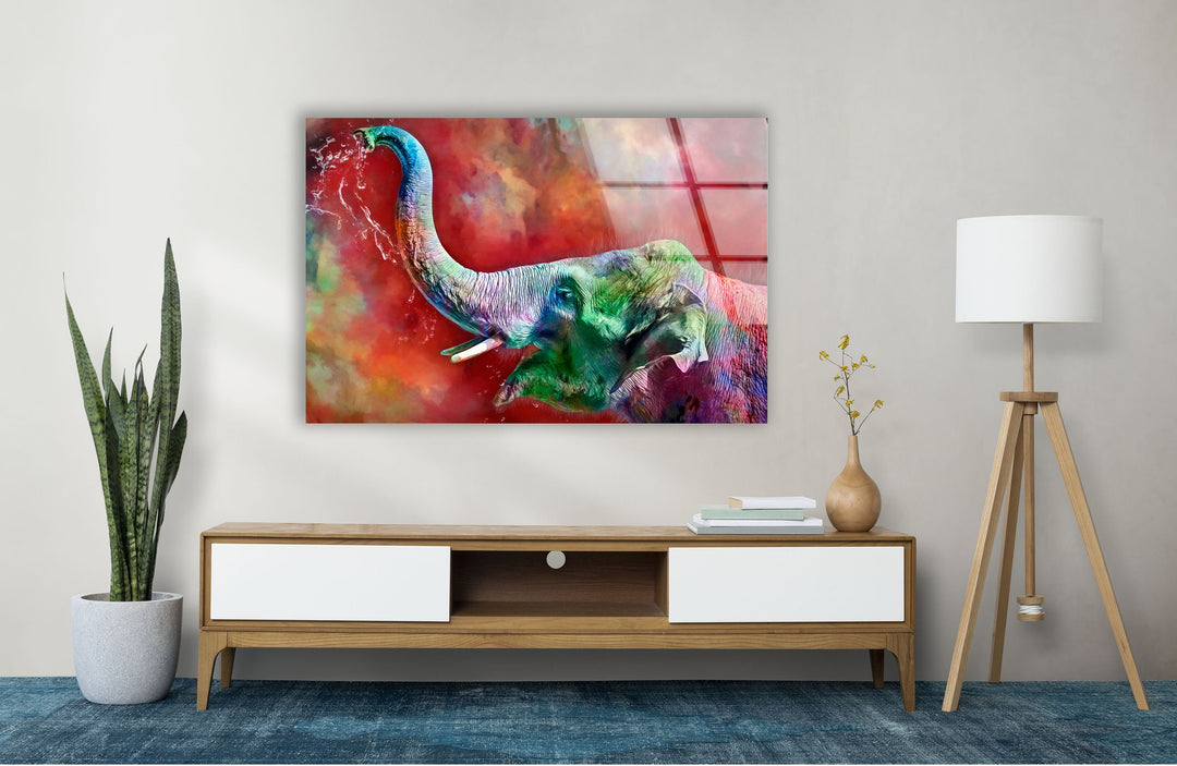 Colored Elephant Glass Wall Art large glass photo prints, glass wall photos