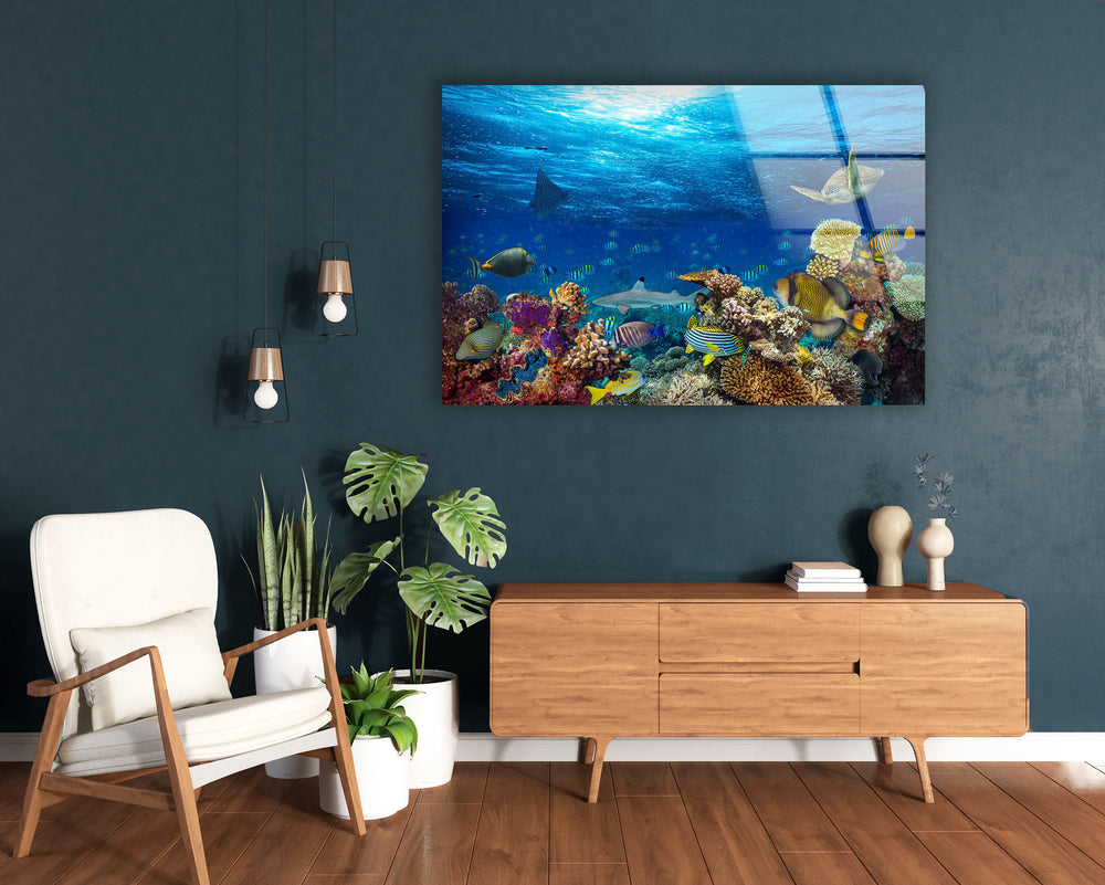 Tropic Under Ocean Glass Wall Art glass image printing, glass prints from photos