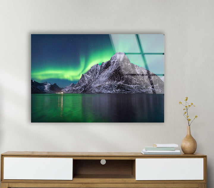 Northen Lights Glass Wall Art photo print on glass, prints on glass wall art