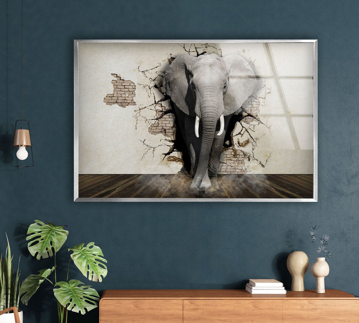 3D Elephant Art Glass Wall Art Glass Printing Wall Art, Print photos on glass