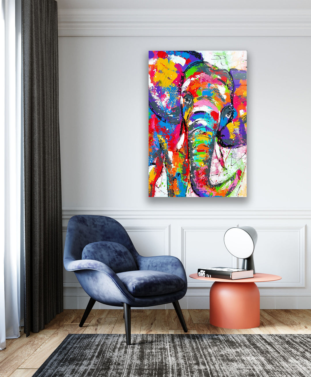 Colored Elephant Art Glass Wall Art Glass Printing Wall Art, Print photos on glass