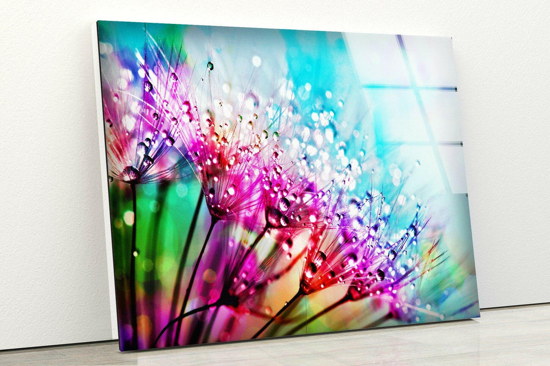 Flower Dandelion Oversized Glass Wall Art Decor