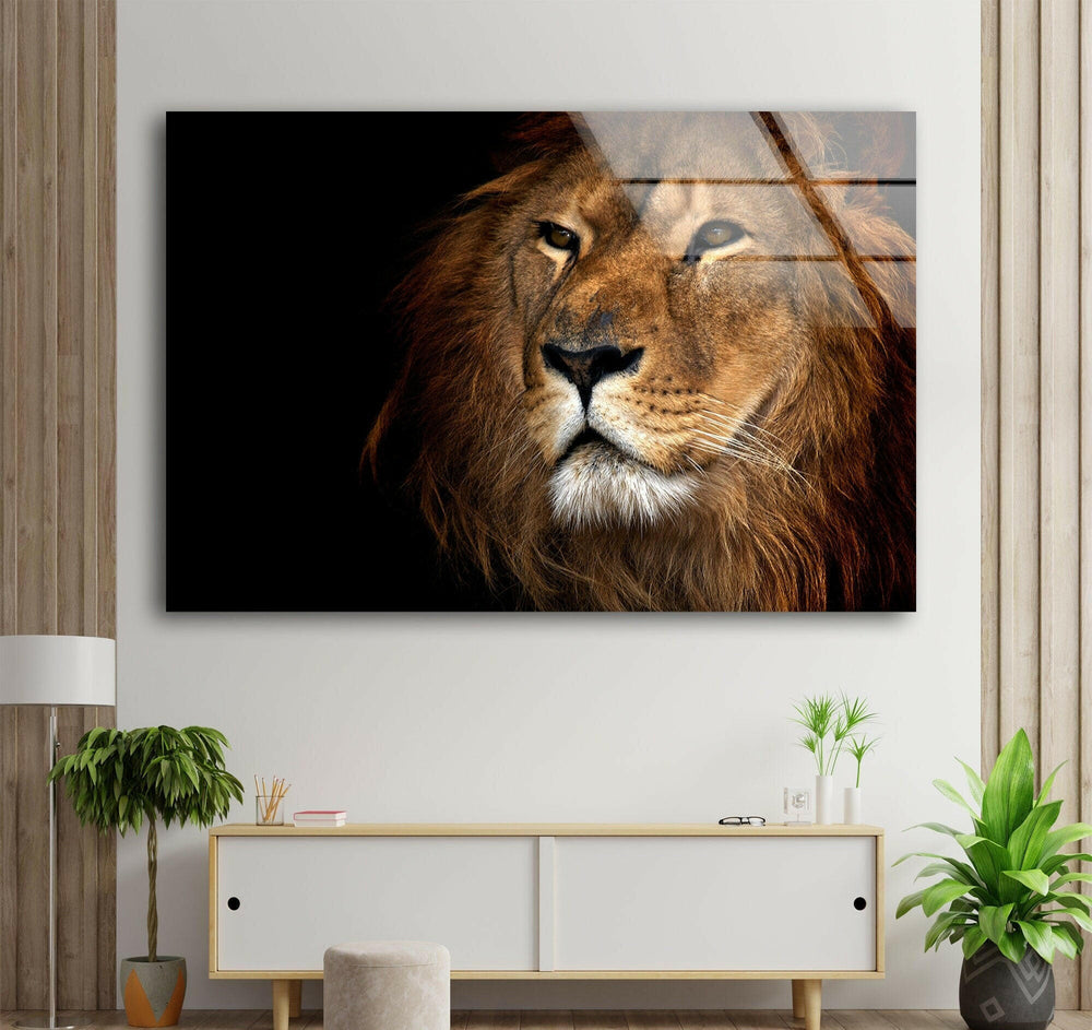 Asiatic Lion Glass Wall Art             glass wall decor, glass wall art decor