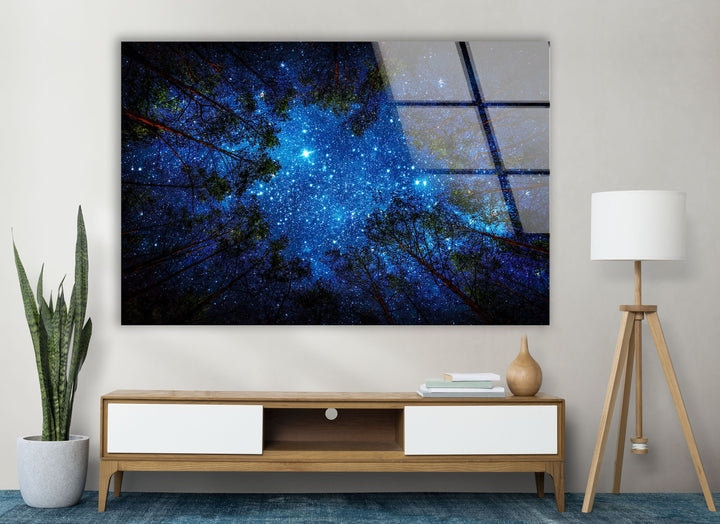 Night Sky Glass Wall Art, glass wall decor, glass wall art decor