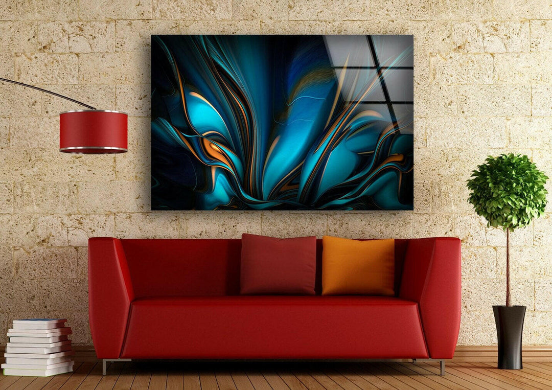 Blue Black Abstract Tempered Glass Wall Art - MyPhotoStation