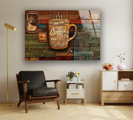 Time of Coffee Glass Wall Art