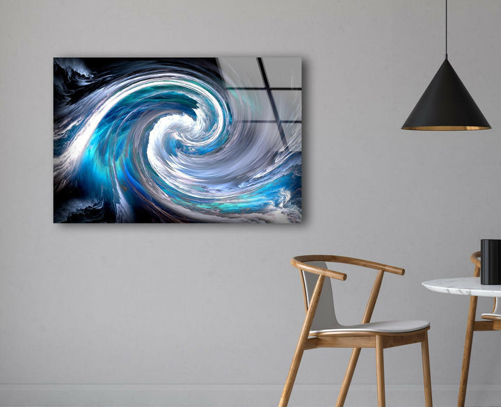 Blue Fractal Art Tempered Glass Wall Art - MyPhotoStation