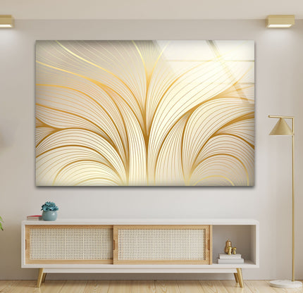 Gold Waves Abstract Glass Wall Art