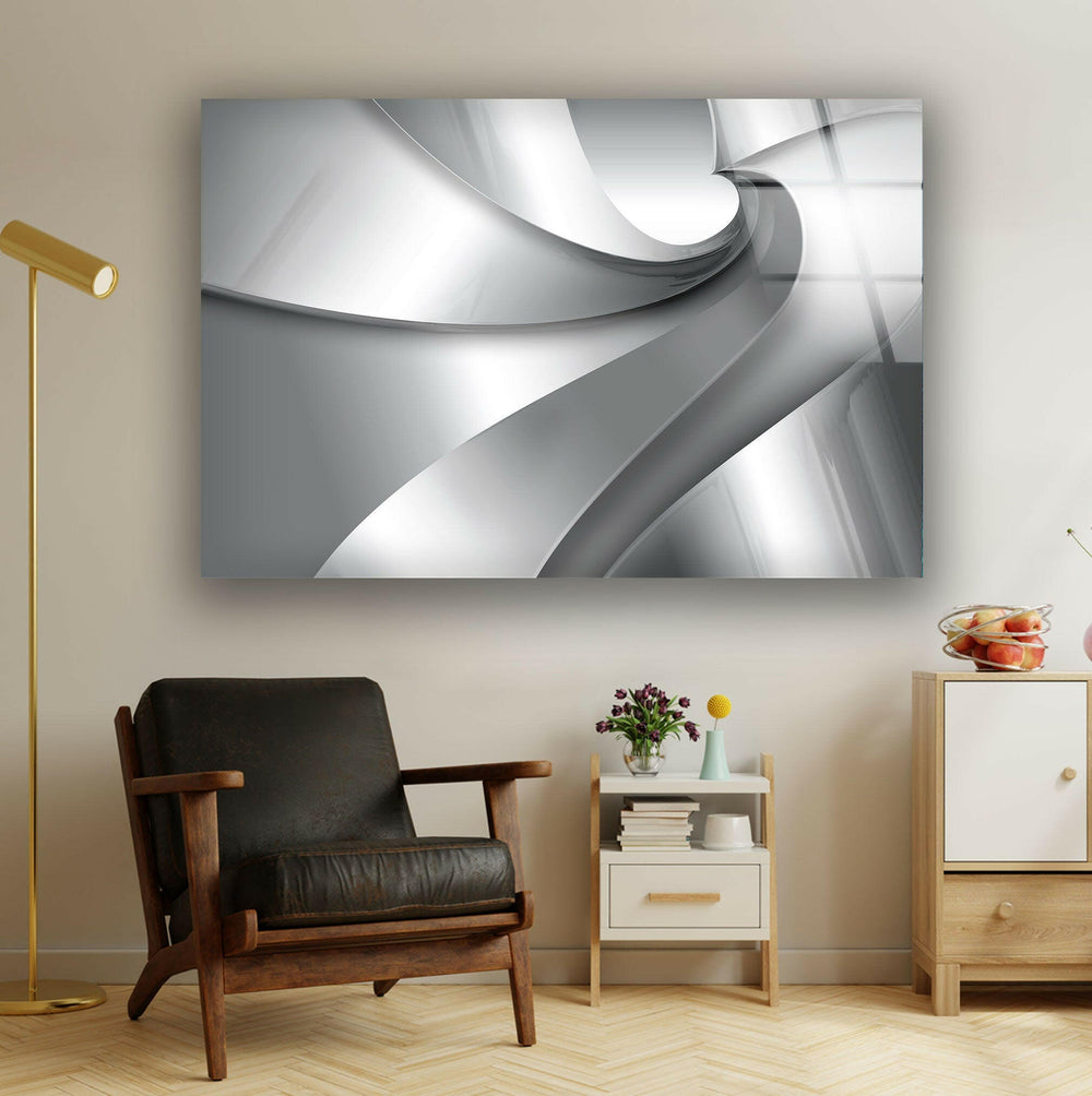 Silver Color Abstract Decorative Abstract Wall Art on Glass