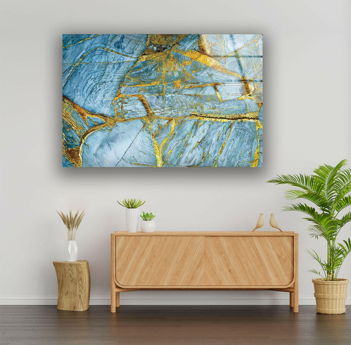 Blue Abstract Marble Art Tempered Glass Wall Art - MyPhotoStation