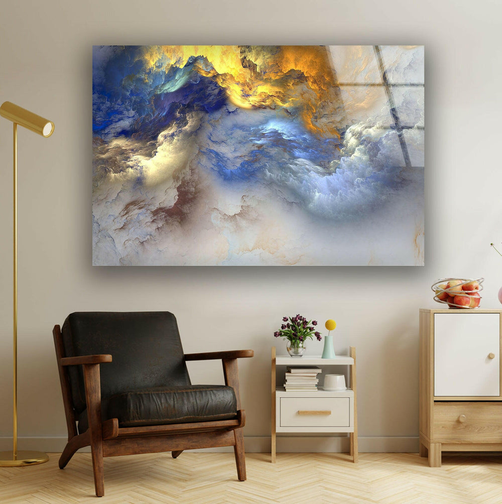 Abstract Multiple Colorful Clouds Glass Wall Art