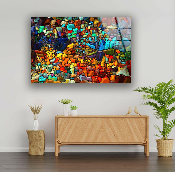 Colorful Mosaic stained Abstract Glass Art for Contemporary Spaces