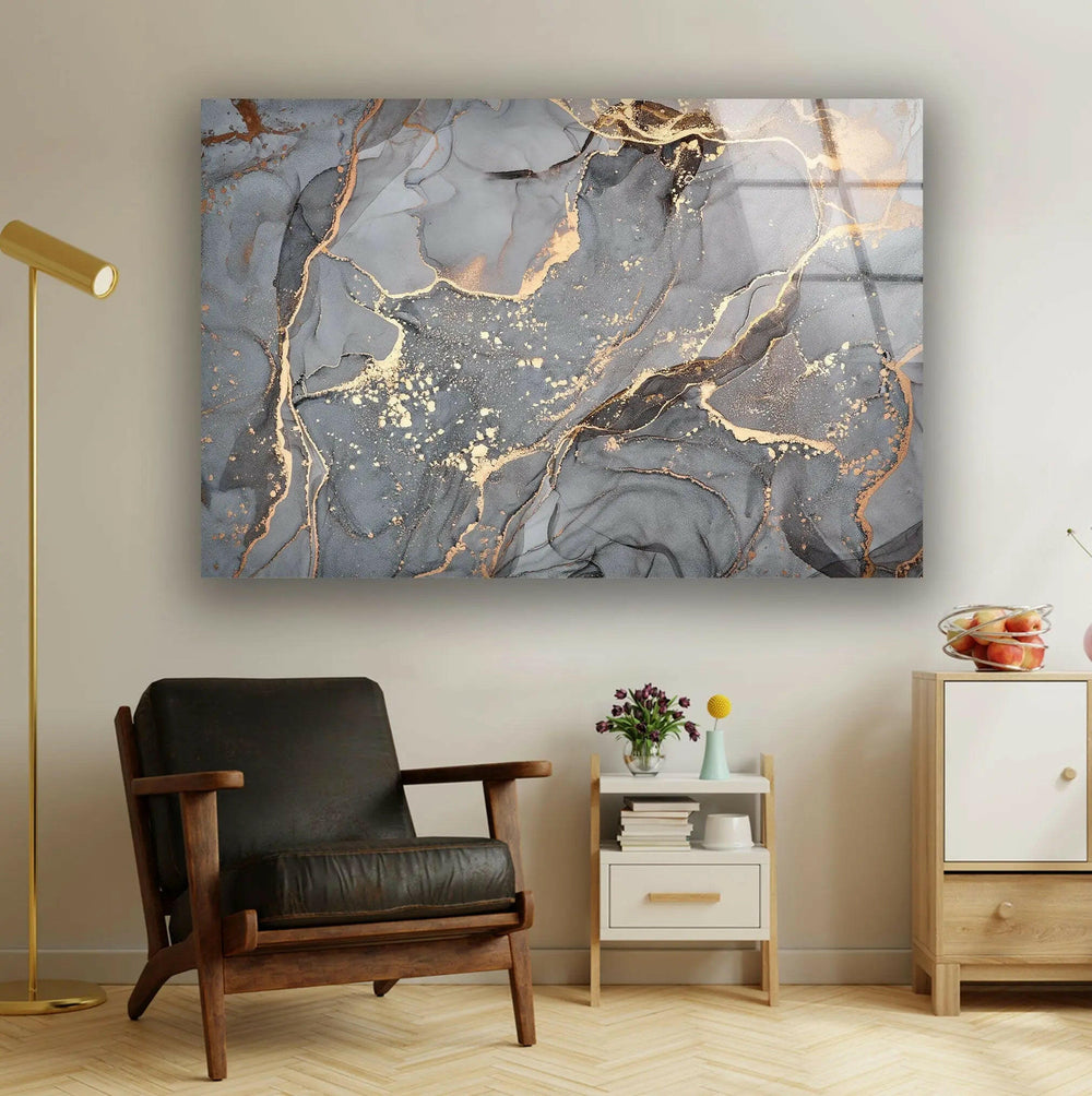 Gray Marble Art Tempered Glass Wall Art - MyPhotoStation