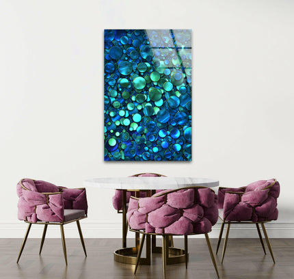 Blue Bubbles Abstract Glass Wall Art