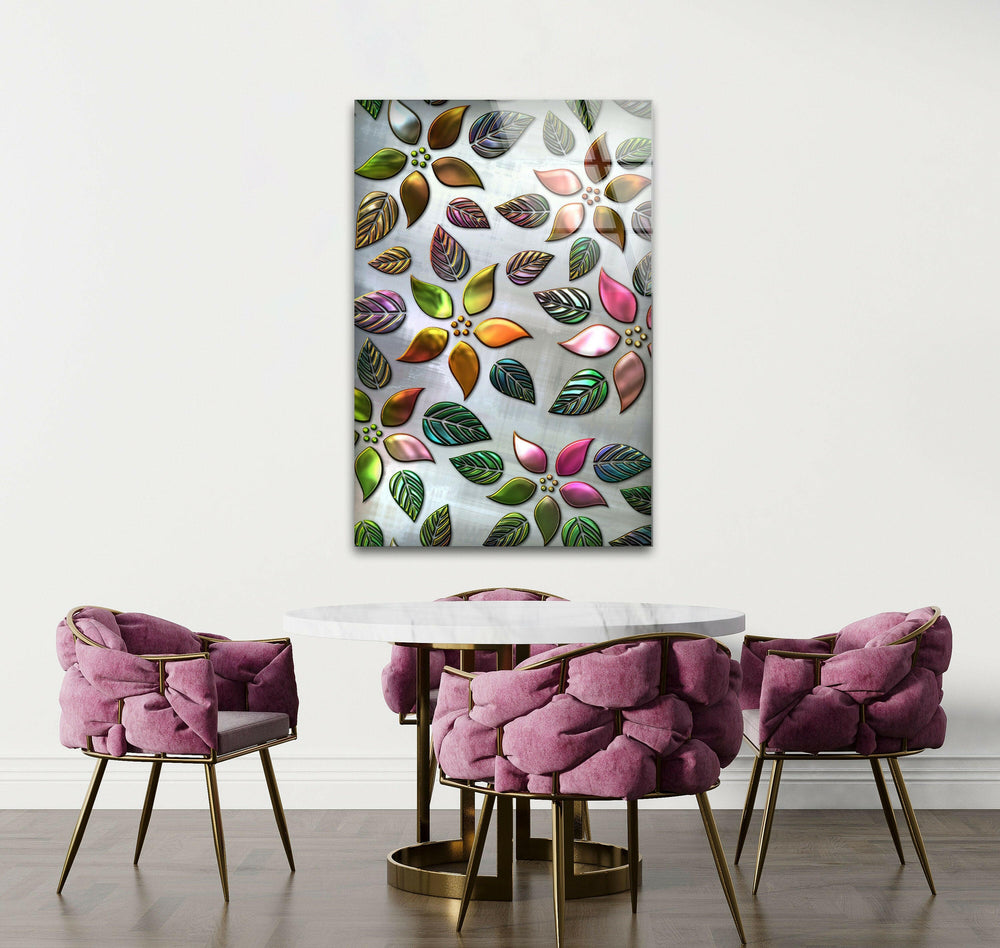 Silver Flower Art Glass Wall Art, picture on glass wall art, photos printed on glass
