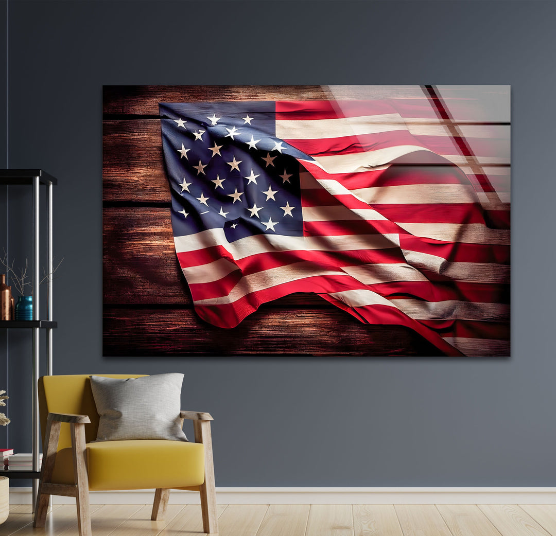 US Flag Glass Art Painting & Cool Home Decorn