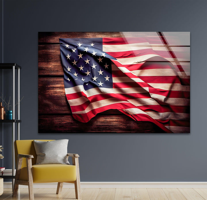 US Flag Glass Art Painting & Cool Home Decorn