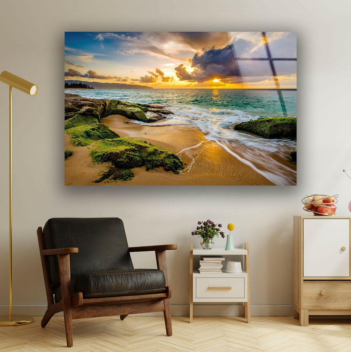 Beach Sunset View Tempered Glass Wall Art - MyPhotoStation