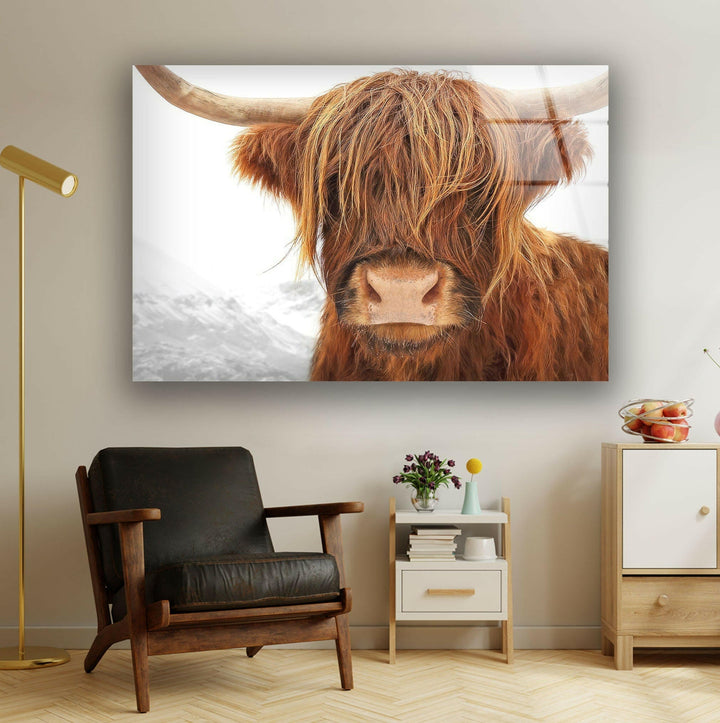 Highland Scotland Cow Glass Wall Art glass art painting, glass art for the Wall