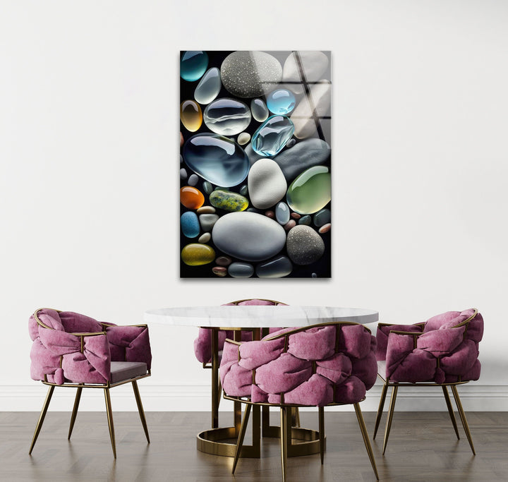 Transparent Coloured Stones Modern Glass Wall Art & Cool Prints