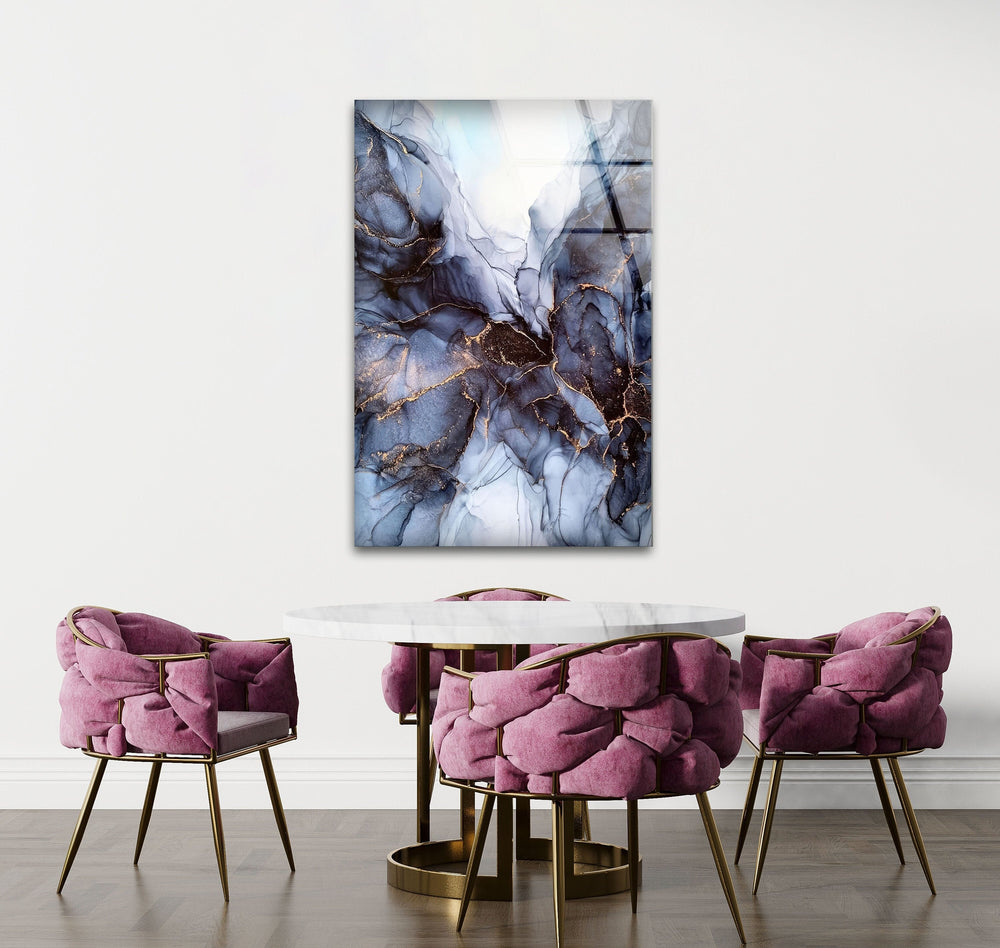 Blue White Abstract Tempered Glass Wall Art - MyPhotoStation