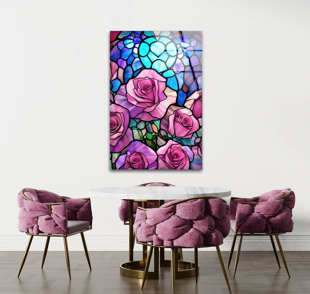 Staineda Pink Roses Glass Wall Art large glass photo prints, glass wall photos