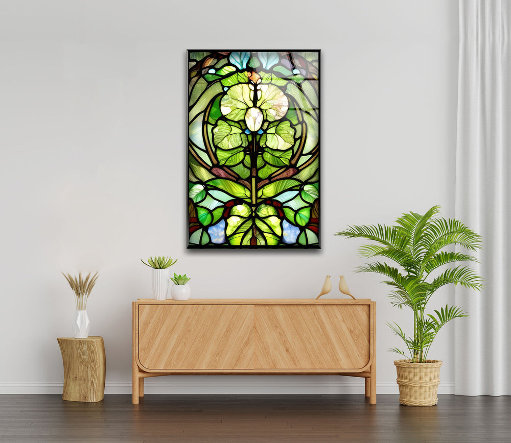 Green Stained Decor Glass Wall Art picture on glass wall art, photos printed on glass