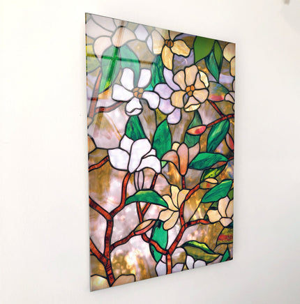 Floral Stained Tempered Glass Wall Art - MyPhotoStation