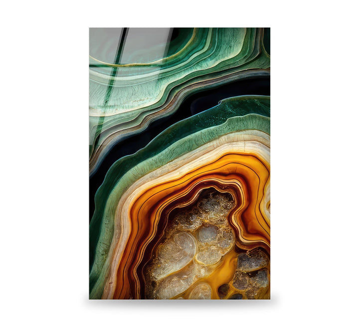 Green epoxy geode Marble Design Abstract Tempered Glass Wall Art - MyPhotoStation