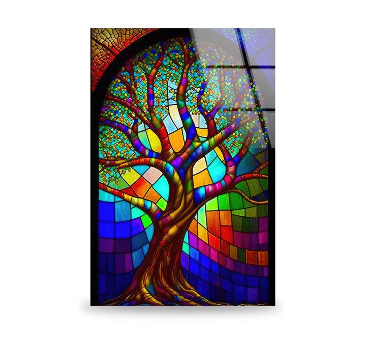 Stained Window Tree Glass Wall Art art glass wall art, glass wall art pictures