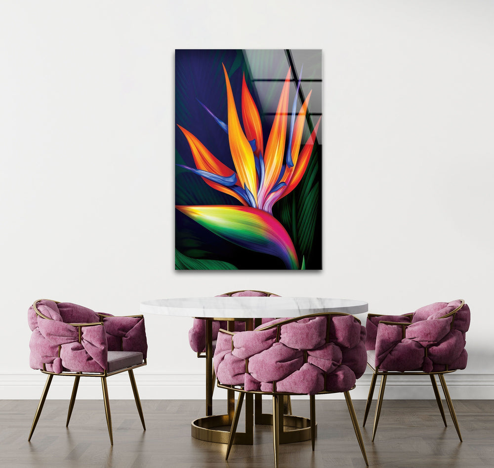 Paradise Flower Glass Wall Art, picture on glass wall art, photos printed on glass