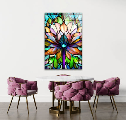 Decorative Flower Stained Tempered Glass Wall Art - MyPhotoStation