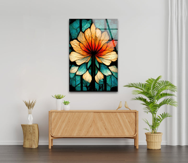 Floral Stained Abstract Tempered Glass Wall Art - MyPhotoStation